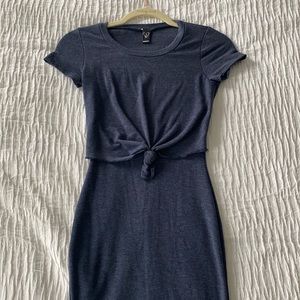 Navy Bodycon Knot Front Dress